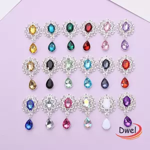 DWEL 10 Chiếc Nút May Phụ Kiện Trang Sức Thủ Công Lấp Lánh Pha Lê Giọt Nước Thổ Cẩm Tấm Mặt Thêu Sò