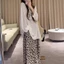 Quần in họa tiết da báo BRABRAA, Quần ống rộng co giãn eo cao, Chất lượng cao Nhẹ thoáng khí Crop Chiều dài dáng rộng vừa vặn Quần nữ