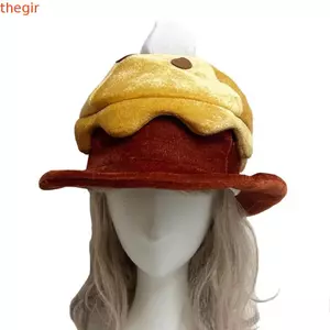 THEGIRL8B Mũ Bánh Bí Ngô, Sáng Tạo Dễ Thương Sang Trọng Mũ Bánh, Quà Tặng Hoạt Hình Ngộ nghĩnh Mềm Halloween Mũ Đội Đầu Vai Trò Chơi