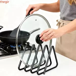 Giá lưu trữ bảng cắt THEGIRL8B, Giá lưu trữ nắp nồi 4 khe sắt, Giá đỡ thớt hình tam giác tiết kiệm không gian chống gỉ bền bỉ cho nhà bếp