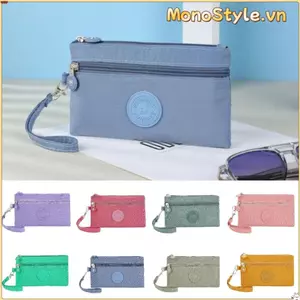 Ví nữ MONOSTYLE, túi xách đựng tiền xu nylon, quà tặng túi điện thoại có khóa kéo tiện lợi