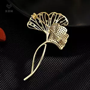 Trâm cài Ginkgo Biloba Tính khí sang trọng, Thiết kế Sense Niche, Pin cao cấp, Bộ đồ tinh tế, Phụ kiện Corsage [Mina]
