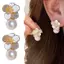 JASMINE 1 Cặp Hoa Ngọt Ngào Men Ngọc Trai Mặt Dây Chuyền Bông Tai Nữ Bé Gái Trang Sức Thời Trang Phụ Kiện Cá Tính Đa Năng Bông Tai JASMINE