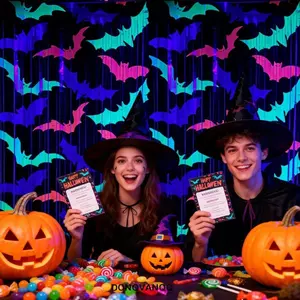 DONOVANQQ Rèm In Halloween, Rèm Thiếc Huỳnh Quang Lấp Lánh 1x2M, Bền Ngộ nghĩnh Tự Dính Sáng Tạo Nền Đáng Sợ Đồ Dùng Tiệc Tua Rua Tường