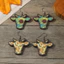 Bông tai bằng gỗ hướng dương Retro Bull Head Bông tai in hình độc đáo