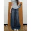 Quần Jean Eo Cao Chân Rộng Quần Denim Retro Rửa Cong Rời Sàn Thẳng