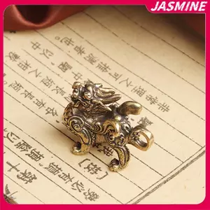 JASMINE Tượng Tượng Sự Giàu Có Đồng Thau Trang Trí Thịnh Vượng Phong Cách Trung Hoa Trang Trí Qilin Rồng Lu Động Vật Phong Thủy Vintage JASMINE