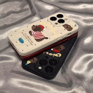 Ốp Lưng IPhone 13 15 11 17 16 12 14 ProMax  Chó đen đội nón chấm tròn 7 8Plus XR X XS Max