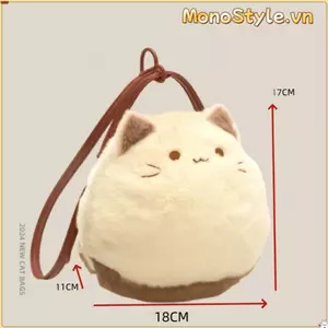 Túi xách mèo con sang trọng MONOSTYLE, Túi ly hợp mèo mềm đáng yêu, Túi đeo chéo lông xù cấp độ cao thời trang Quà tặng cho bé gái