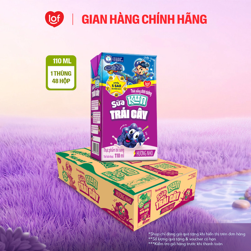 Sữa trái cây KUN vị nho thùng 48 hộp x 110ml