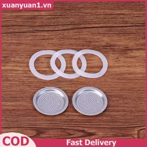 XUAN 4 Cái / bộ 3 Miếng Đệm Silicon + Bộ Lọc Nhôm Moka Pot Thay Thế Chai Cà Phê Tương Thích Với 1 / 2 / 3 / 6 / 9 / 12 Cà Phê VN