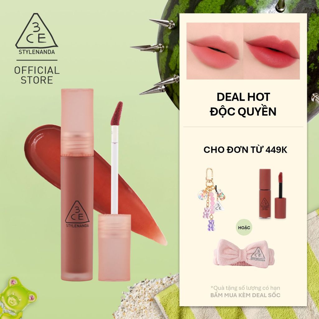 Son Kem Lì 3CE Blur Water Tint Mịn Môi Mờ Ảo, Không Lem, Lâu Trôi, Che Phủ Rãnh Môi, Bền Màu, Nhẹ Môi