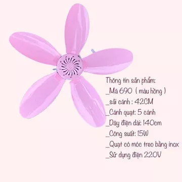 Quạt màn trần mini 3,4,5 cánh quạt treo giường, quạt đuổi côn trùng, quạt màn cho bé móc treo inox
