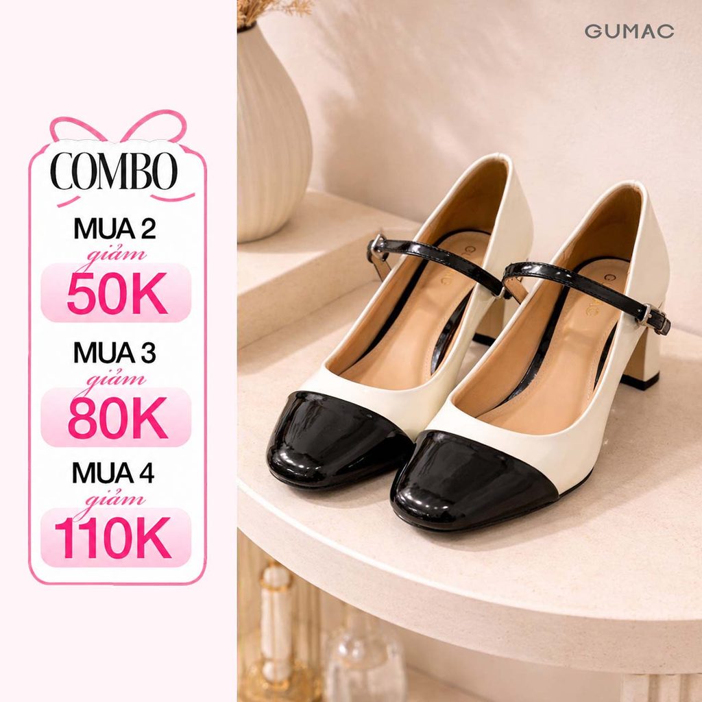 Giày Cao Gót Nữ GUMAC Phối Bít Mũi GE01058
