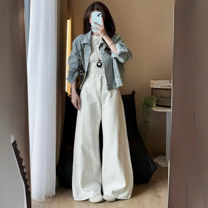 Quần Jean nữ cạp cao ống rộng, ống váy, xuông loe, Quần Jean nữ chất liệu vải mềm mịn , Quần Bò ống rộng Nữ tôn dáng