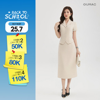 [Size S - XXL] Set lẻ Áo nữ GUMAC peplum cổ sam tay ngắn tôn dáng LAG0106 - Chân váy nữ GUMAC dáng A một lớp LVG0105