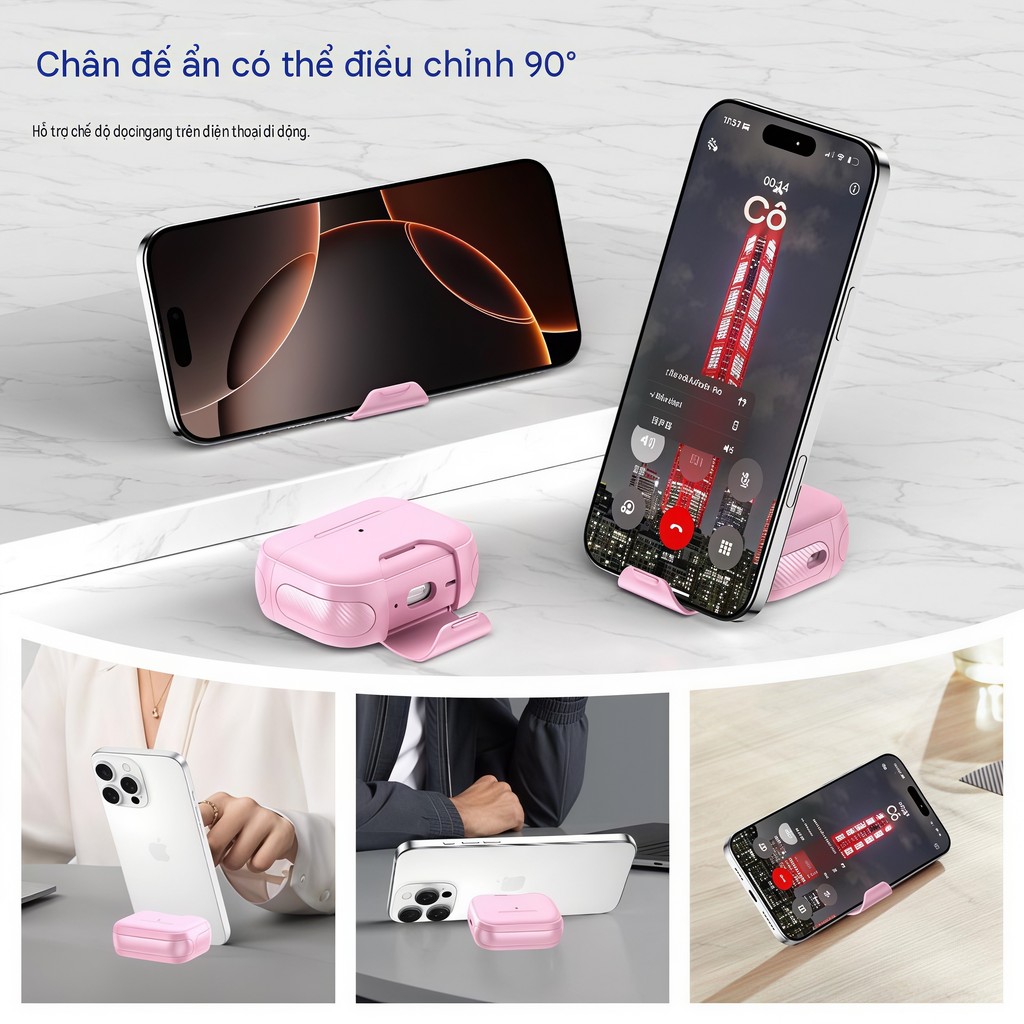 Hộp đựng tai nghe đa chức năng có khóa từ tính và giá đỡ ẩn tương thích với AirPods 5 4 Pro3 Pro2 | BigBuy360 - bigbuy360.vn