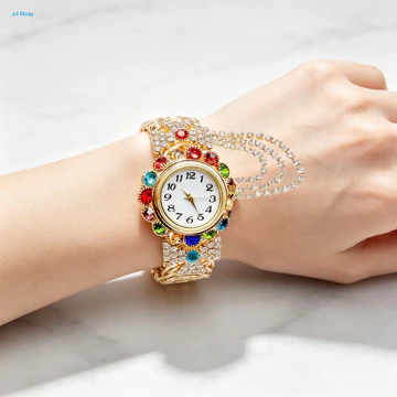 AWN- Đồng hồ đeo tay nữ Đồng hồ đeo tay kim cương giả dành cho nữ – Đồng hồ đeo tay thạch anh mặt tròn thanh lịch có tua rua Đồng hồ nữ trang trọng sành điệu cho cô ấy