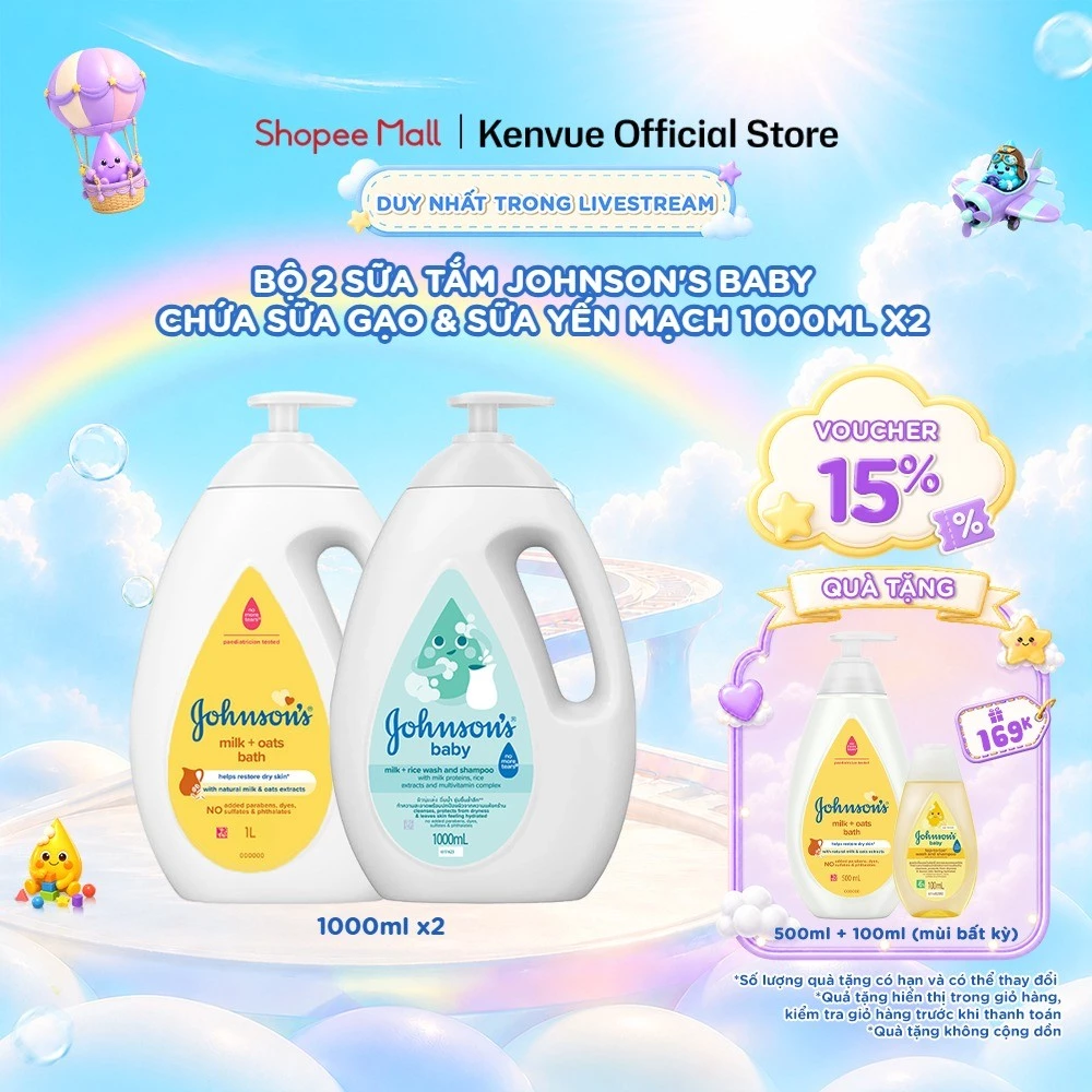 Bộ 2 chai sữa tắm Johnson's Baby 1000ml