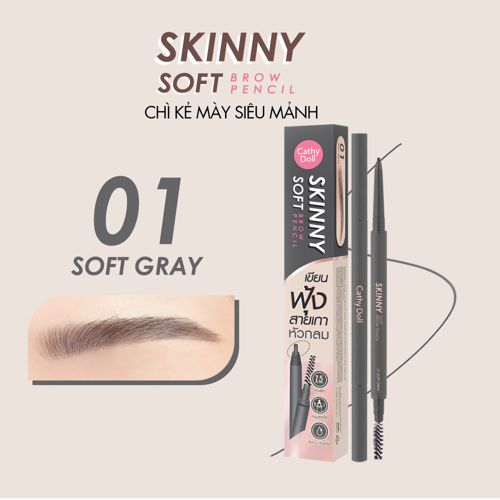 Chì Kẻ Mày Chống Nước, Đầu Chì Tròn Siêu Nhỏ Skinny Soft Brow Pencil Dễ Dàng Kẻ Mày Sắc Nét 0.06g