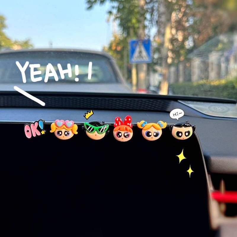 The Powerpuff Girls Car Decoration Cartoon Cute Car Center Console ...