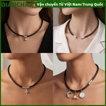Vòng cổ dây da OMXILOYI, Mặt dây chuyền DIY Vòng cổ dây bện 45cm, Màu đen chống thấm nước có khóa Dây chuyền dây chuyền dây chuyền nam nữ