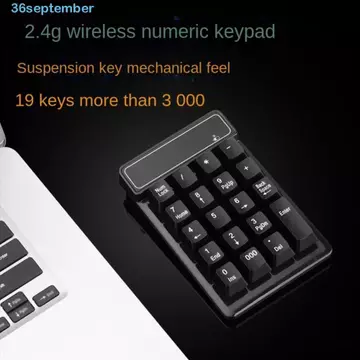Bàn phím số không dây 2.4G tháng 9, Bàn phím có dây chống nước Máy tính Bàn phím nhỏ Bluetooth, 19 phím Cảm giác cơ học Bàn phím số Mini USB di động