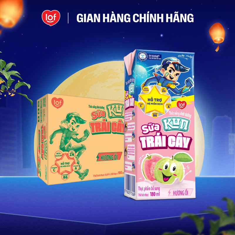 Sữa trái cây Kun vị ổi thùng 48 hộp x 180ml