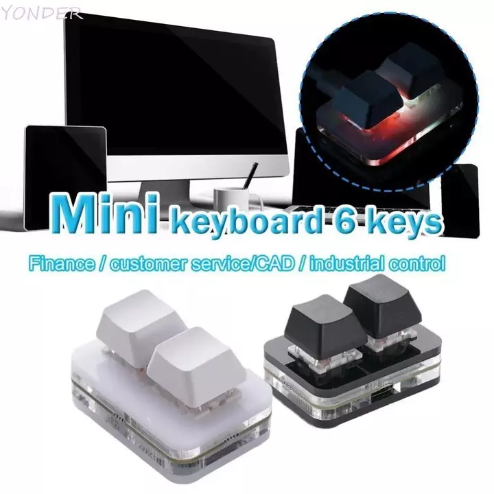 YONDER Copy Paste Bàn Phím, Mini Acrylic Tùy Chỉnh Mini 2 Phím Bàn Phím, Phụ Kiện Bàn Phím Bàn Phím Chiếu Sáng Chìa Khóa Cơ 2 Phím Bàn Phím Mini Văn Phòng
