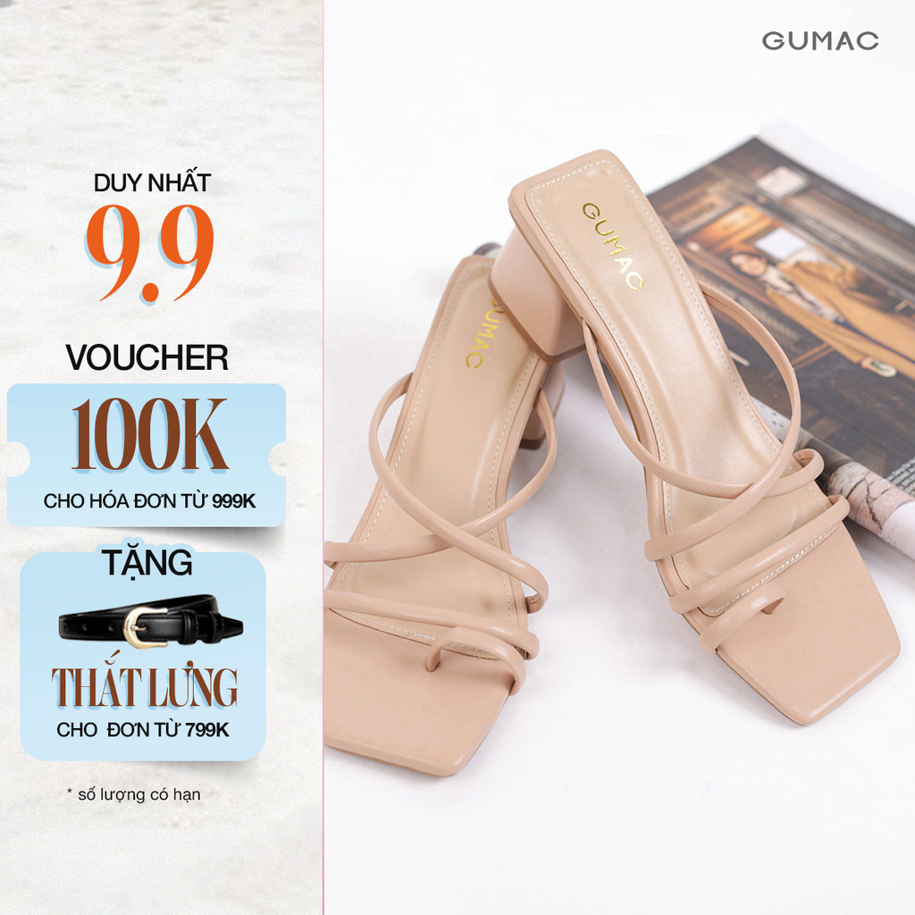 Guốc Cao Gót Nữ GUMAC Quai Mảnh Đan Chéo Gót Vuông 5cm Trendy GE05086