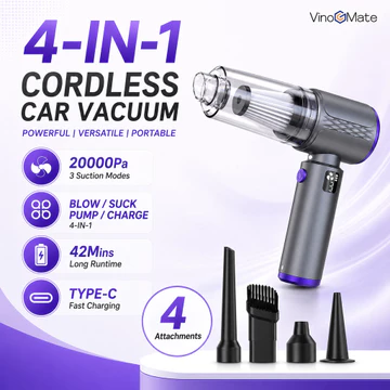 Máy hút bụi ô tô không dây 4 trong 1 20000Pa Máy hút bụi cầm tay cầm tay công suất cao, thổi / hút / bơm Máy hút bụi Mini đa chức năng cho ô tô, văn phòng tại nhà & làm sạch ngoài trời
