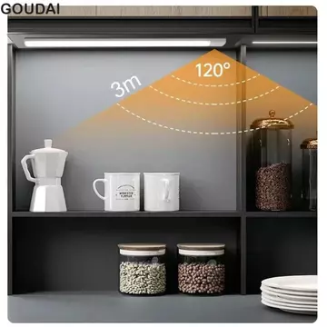 Đèn cảm biến chuyển động GOUDAI, Đèn tủ quần áo Đèn LED cảm biến chuyển động siêu mỏng, Đèn cảm biến ban đêm Đèn chiếu sáng bên không dây có thể sạc lại Tủ đèn ngủ LED