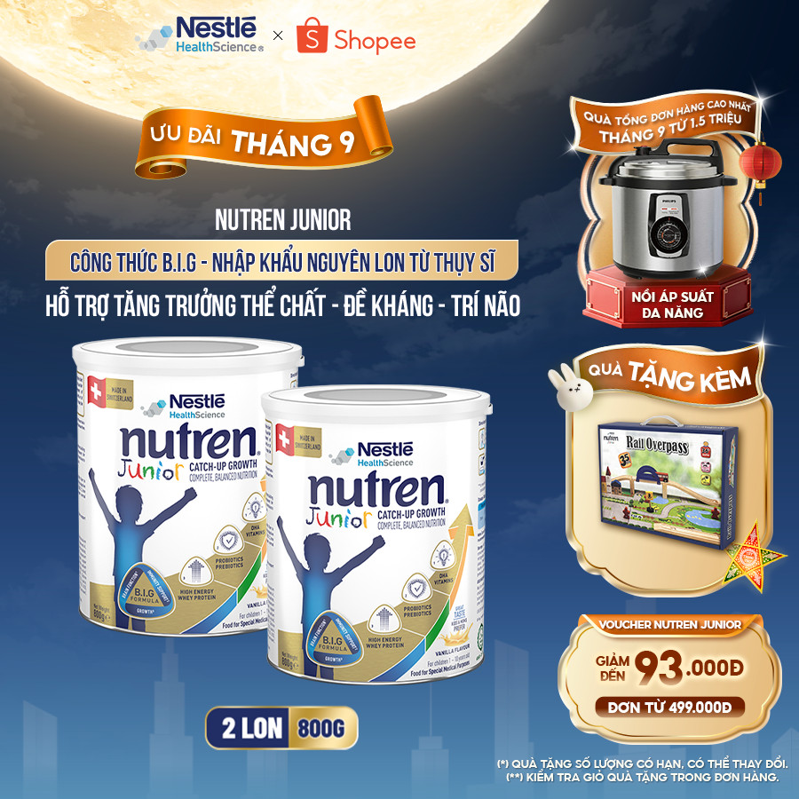 Bộ 2 Sữa Bột NESTLÉ NUTREN JUNIOR Thụy Sĩ Với Công Thức BIG Hỗ Trợ Tăng Trưởng Cho Bé 800G