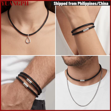Vòng cổ dây bện YUANGPH, có khóa DIY Mặt dây chuyền Dây da, Vintage Đen chống thấm nước 45cm Dây chuyền dây chuyền dây chuyền nam nữ