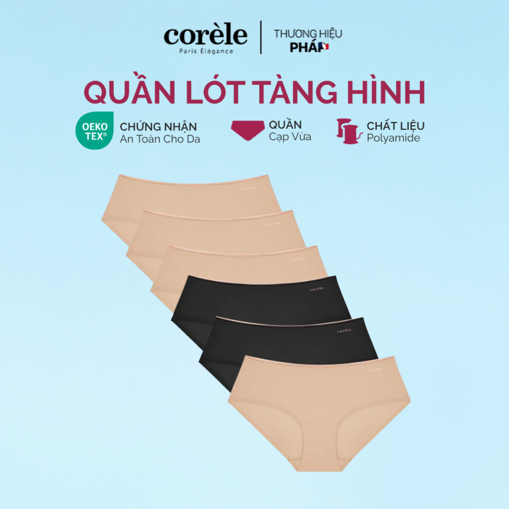 COMBO 6 quần lót nữ mặc áo dài thun lạnh viền Bonding, lưng vừa không hằn viền, chuẩn OEKO-TEX | CORÈLE 02137A
