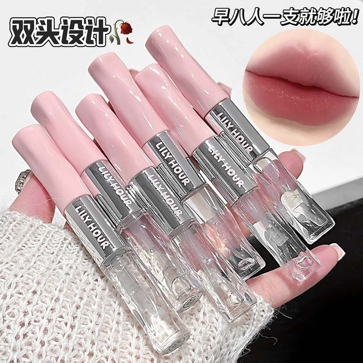 Matte + Jingyang Vitality Girl Double-Headed Lip Gloss Matte Soft Matte Lip Gloss Water Gloss Mirror Fine Flashing Lip Gloss Lip