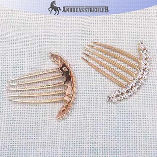 Onetimingfine 5 Răng Tóc Bên Lược Ngọc Trai Pha Lê Kẹp Tóc Lược Cưới Cô Dâu Kim Cương Giả Ngọc Trai Pha Lê Lược Tóc Móng Vuốt Kẹp Tóc Đồ Trang Trí Tóc Phụ Kiện VN
