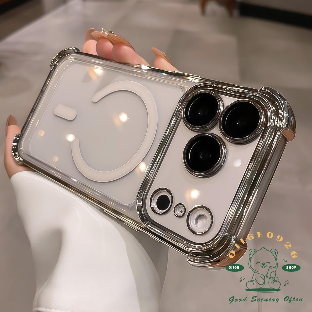 【 Ốp lưng iPhone17 】 Túi khí mạ chống rơi từ tính Vỏ điện thoại iphone17 Pro Max 16 15 14 13 12 cho vỏ iPhone Vỏ mềm silicon TPU chống sốc