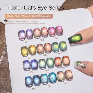 Baoshiman Tricolor Phantom Cat 's Eye Nail Gel Flash Hạt Thủy Tinh Nhiều Màu Sắc Mắt Mèo Quang Trị Liệu Keo Móng Tay Nghệ Thuật Làm Móng Tay Cho Tiệm Móng Tay