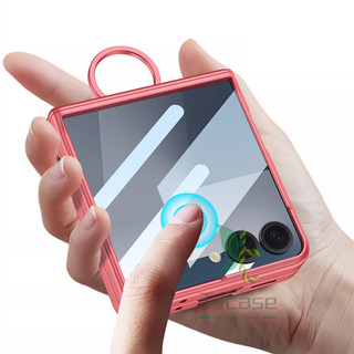 Bản lề từ tính Full Ring Holder Stand Case Case cho Samsung Galaxy Z Flip 7 6 5 Vỏ màn hình kính