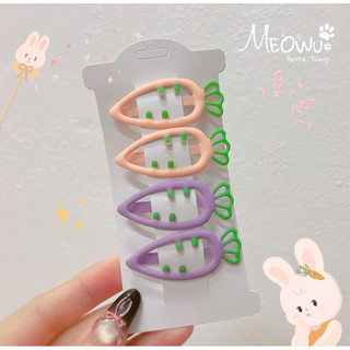 MEOWU SET 4 kẹp Mái Cà Rốt Mix Màu Nhám Đáng yêu Dễ Thương Ngộ Nghĩnh Cho Bé Gái