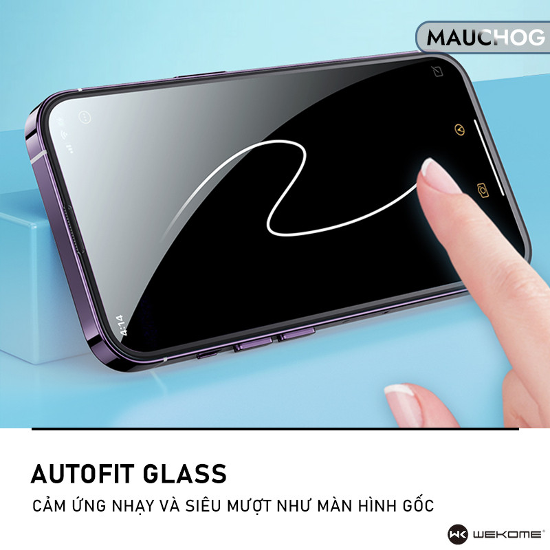 Kính Cường Lực Trong Suốt WK Có Khung Tự Dán Cho Điện Thoại iPhone 17 Pro Max 16 15 14 13 12