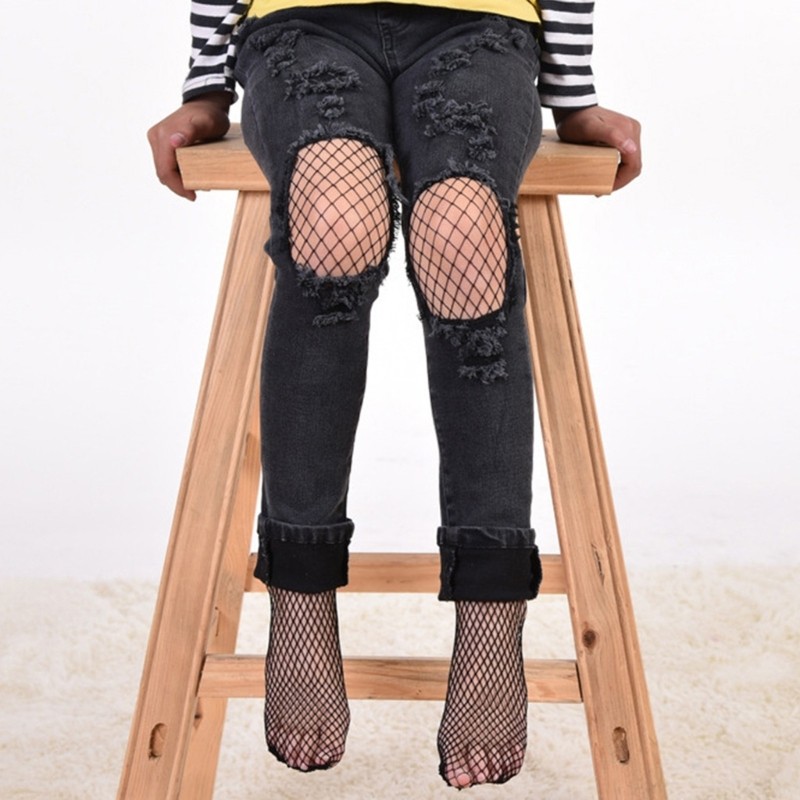 Trại Co Giãn Bé Gái Vớ Lưới Thời Trang Trẻ Em Bé Gái Fishnet Body Vớ Đen