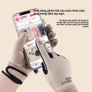 Găng tay chạm màn hình nam nữ mùa đông - ấm áp lông dày, chống trơn, chống nước - Dùng ngoài trời đạp xe, ôm điện