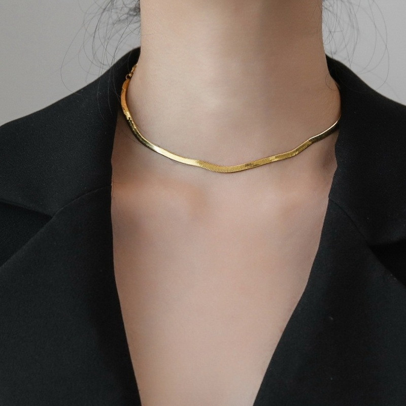 Xương Cá Dây Xích Vòng Cổ Choker Cho Nữ Dainty Tối Giản Rắn Dây Chuyền Vòng Cổ Lớp Hàng Ngày Trang Sức
