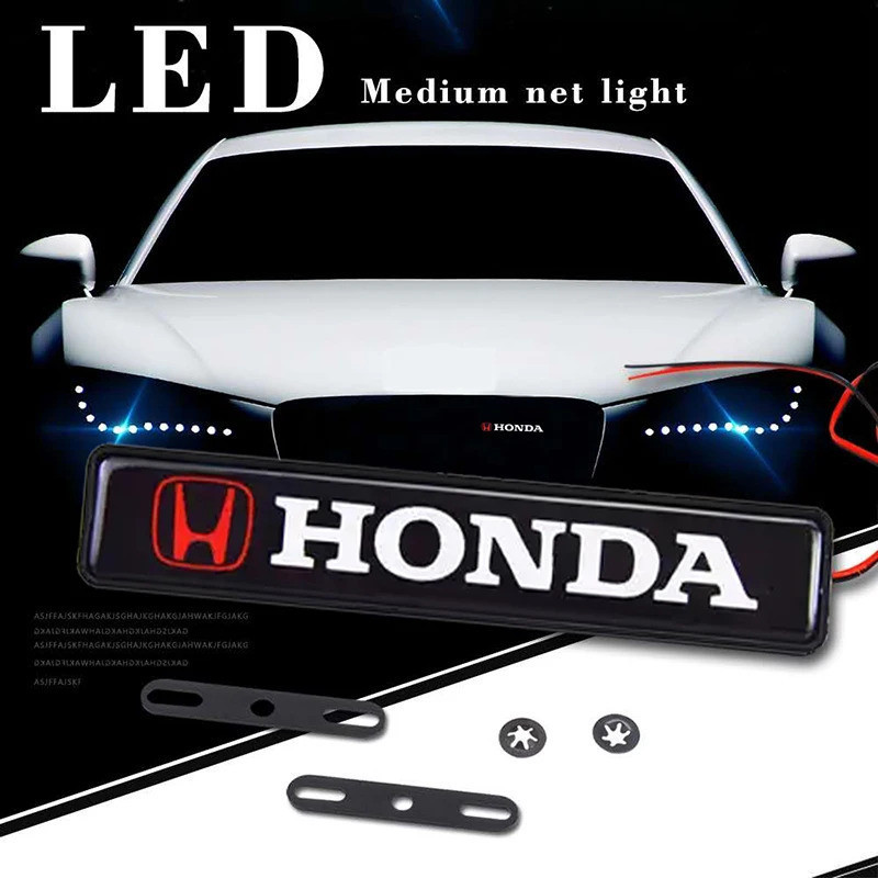 Huy hiệu LED lưới tản nhiệt phía trước ô tô cho Honda Vezel Mugen Logo Accord Odyssey CRV Jazz Pilot Civic City Crosstour Light Biểu tượng tạo kiểu
