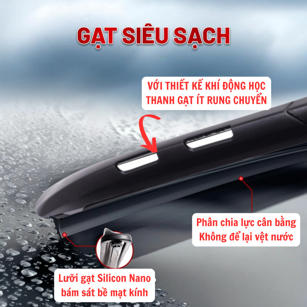Gạt Mưa Ô Tô HYUNDAI i10, i20, ELANTRA, ACCENT, SANTAFE, CRETA, PORTER... Lưỡi Silicon Gạt Sạch. 3K