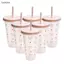 Luckyew Kawaii Chai Nước Thẩm Mỹ Tumbler Cho Đá Cà Phê Nước ép Trà Nơ Dễ Thương Cốc Nhựa Có Nắp Ống Hút Chai Uống Di Động TQ