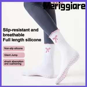 Tất Pilates MERIGGIARE, Tất tập Yoga chống trượt thoáng khí, Tất lót sàn Cotton thông thường có độ đàn hồi cao dành cho nữ
