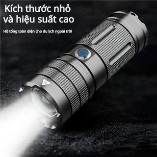 [cod] Đèn pin LED siêu sáng, đèn pin chống nước, sạc USB, đèn pin nhựa ABS, có thể zoom Phụ Kiện